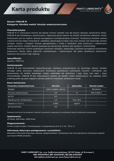 Okładka katalogu FANLUB M
