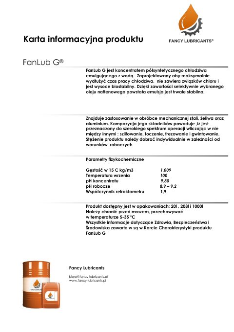 Okładka katalogu PDS FANLUB G